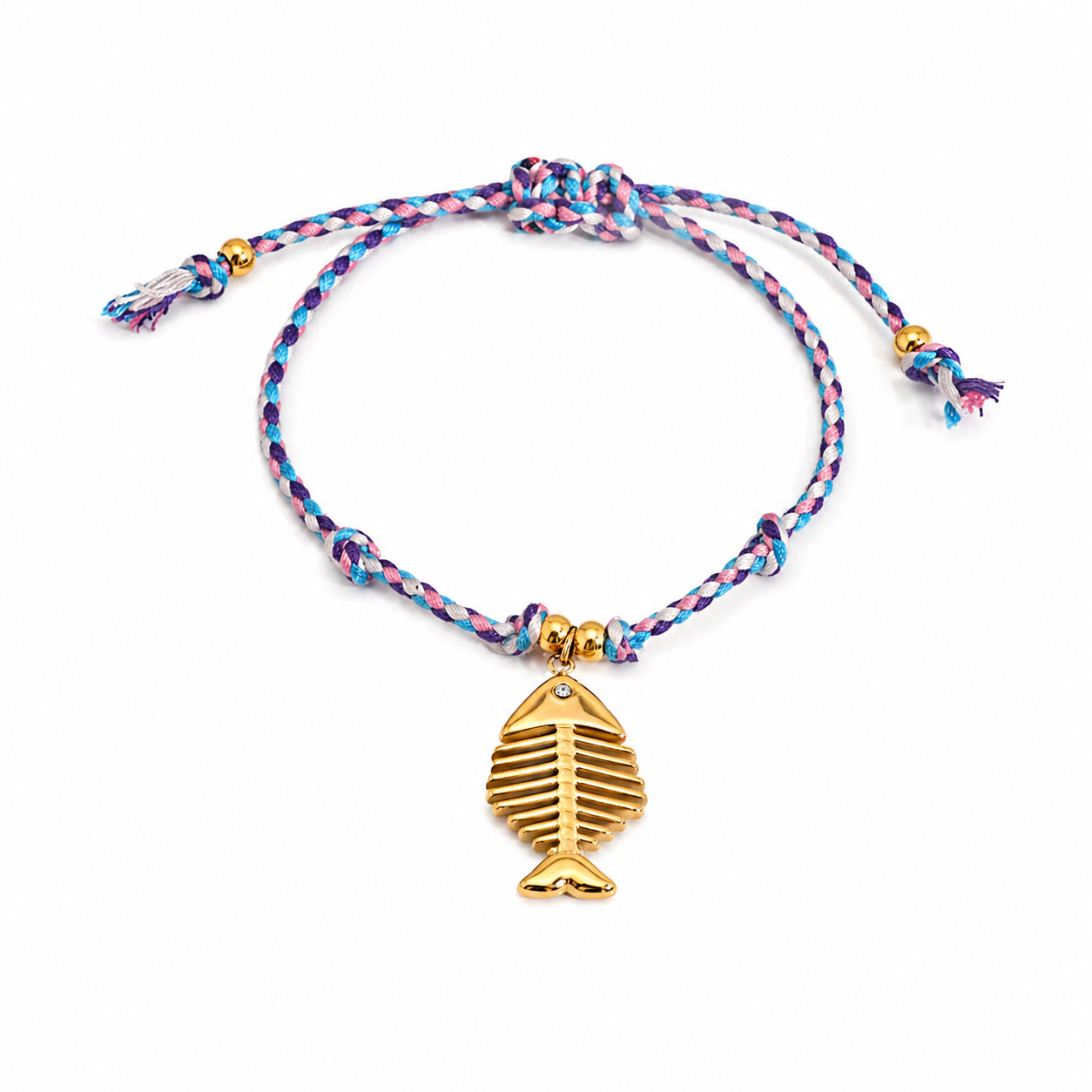 Gold Fishbone Braided Adjustable Bracelet