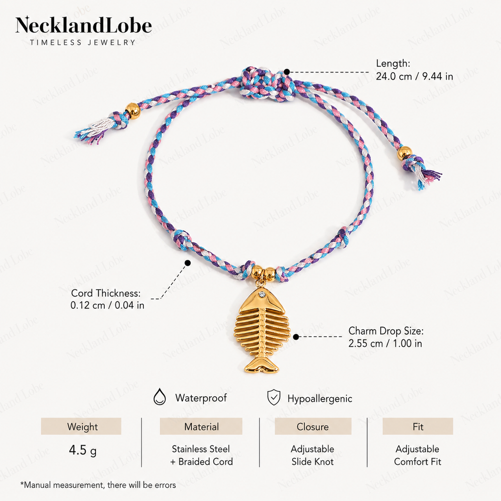 Gold Fishbone Braided Adjustable Bracelet