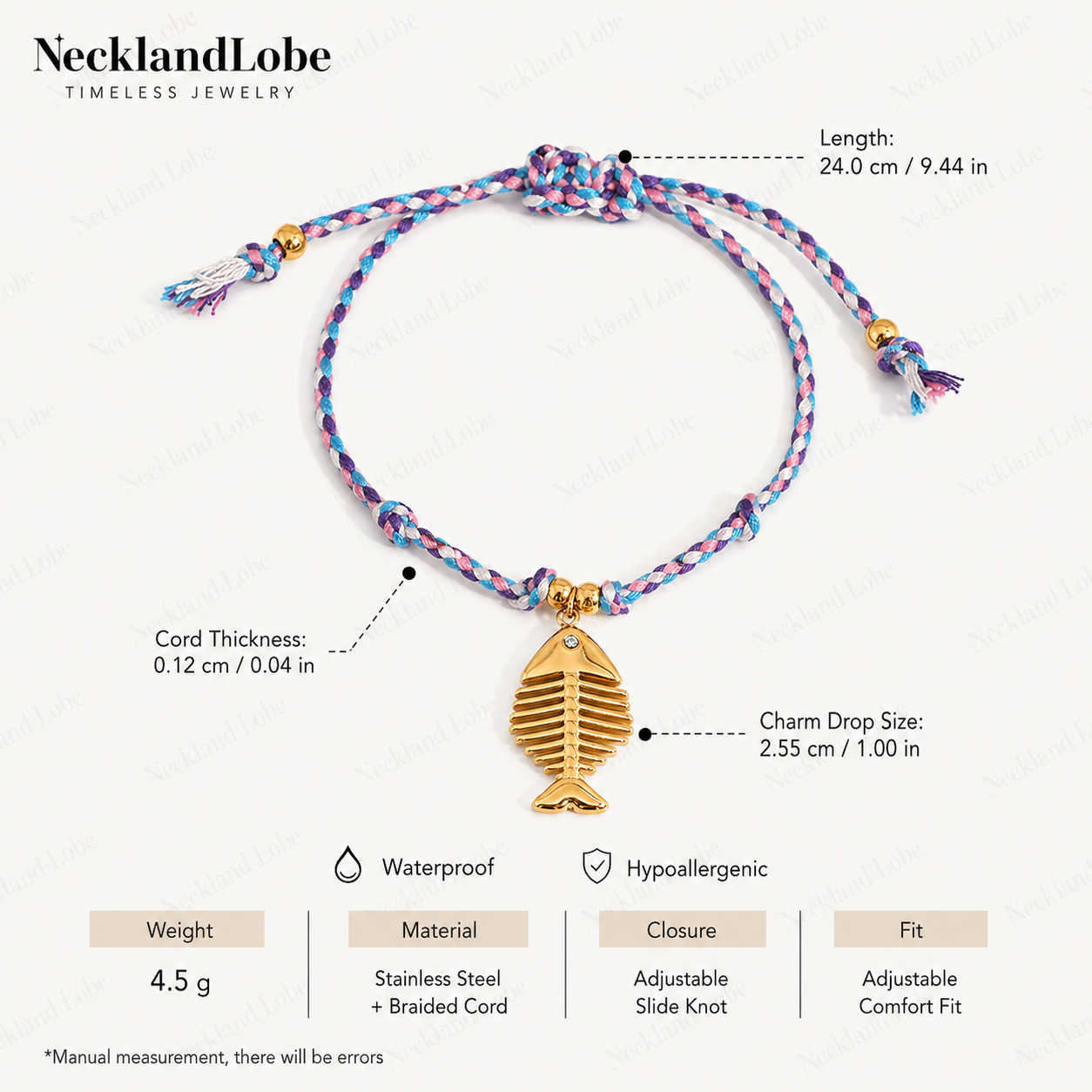 Gold Fishbone Braided Adjustable Bracelet