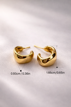 Gold Sculpted Huggie Earrings – Minimal Chunky Dome Hoops