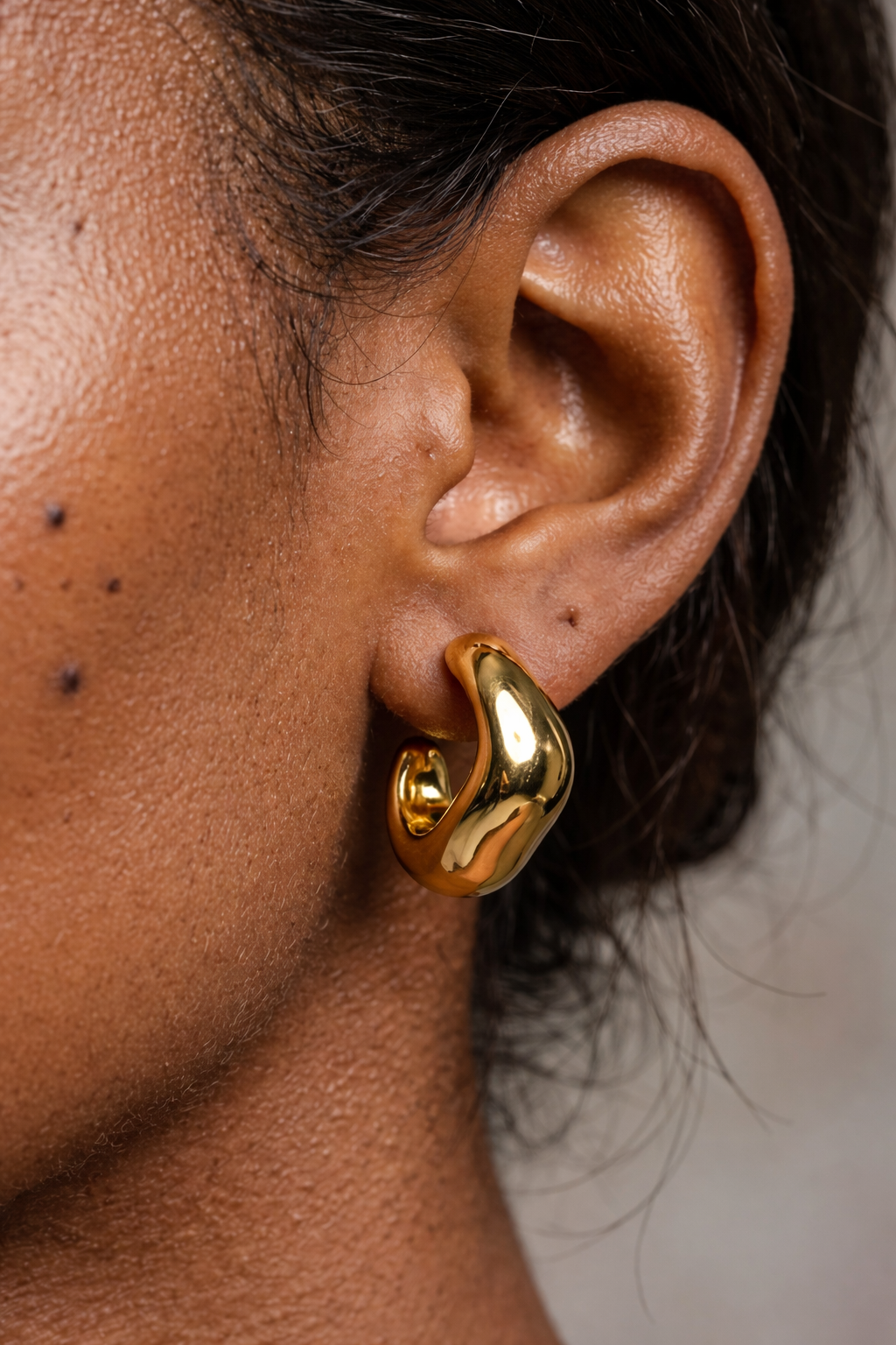 Gold Sculpted Huggie Earrings – Minimal Chunky Dome Hoops