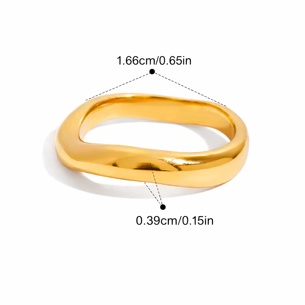 Gold Organic Wave Ring – Minimal Sculpted Statement Band