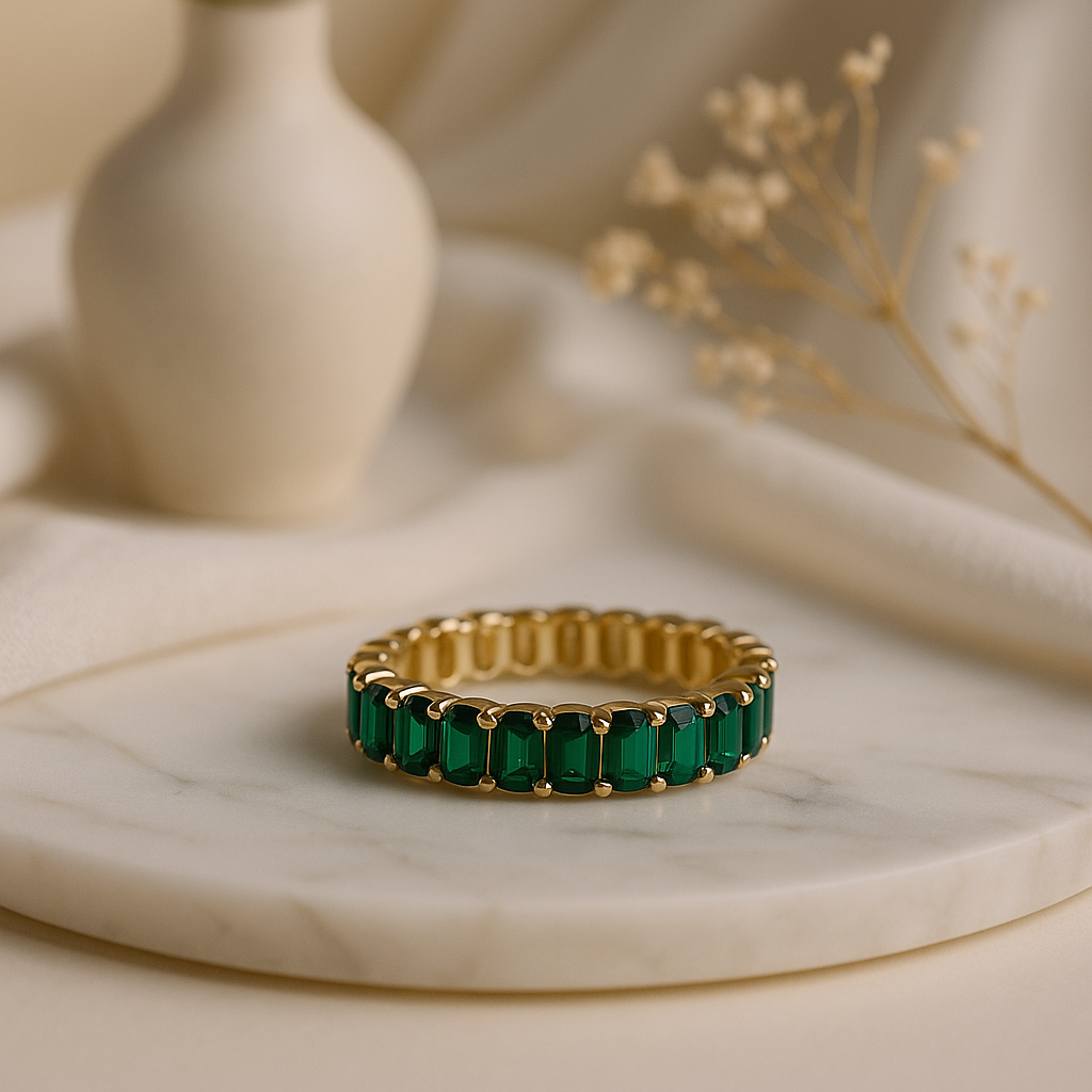 Emerald Green Crystal Bracelet – Adjustable Anti-Tarnish Gold Plated