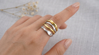 Two-Tone Sculpted Wave Open Ring