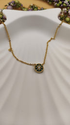 Sterling Silver Gold Vermeil CZ Mini North Star Necklace – Malachite