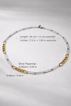 Necklace with chain details on a gray background