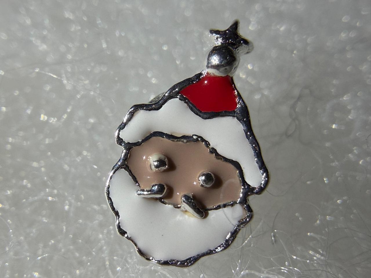silver santa face studs