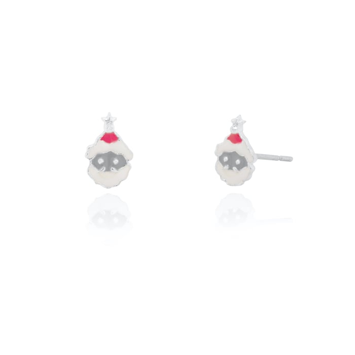 silver santa face studs