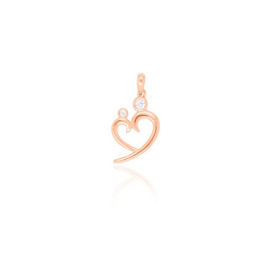 Sterling Silver CZ Hugging Heart Pendant