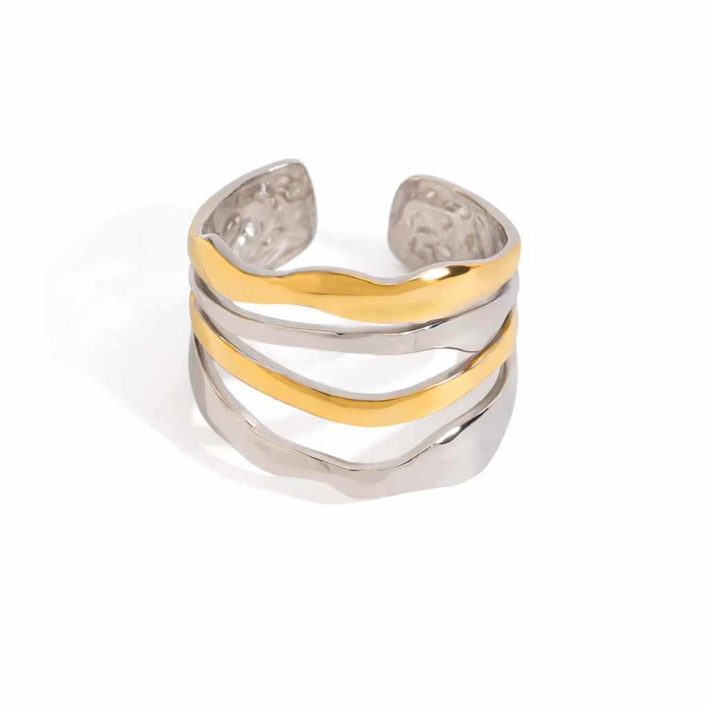Two-toned silver and golden ring on a white background